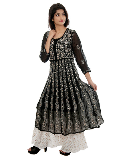 Lucknowi Chikankari Gota Patti Work Anarkali Gown For Women & Girls Only Kurti With Inner.