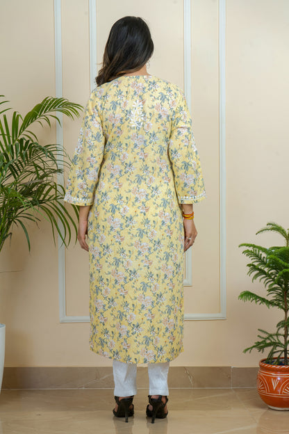 Lucknowi Chikankari Mul Mul Cotton Printed Kurti  ADR Chikan (Color Chart)