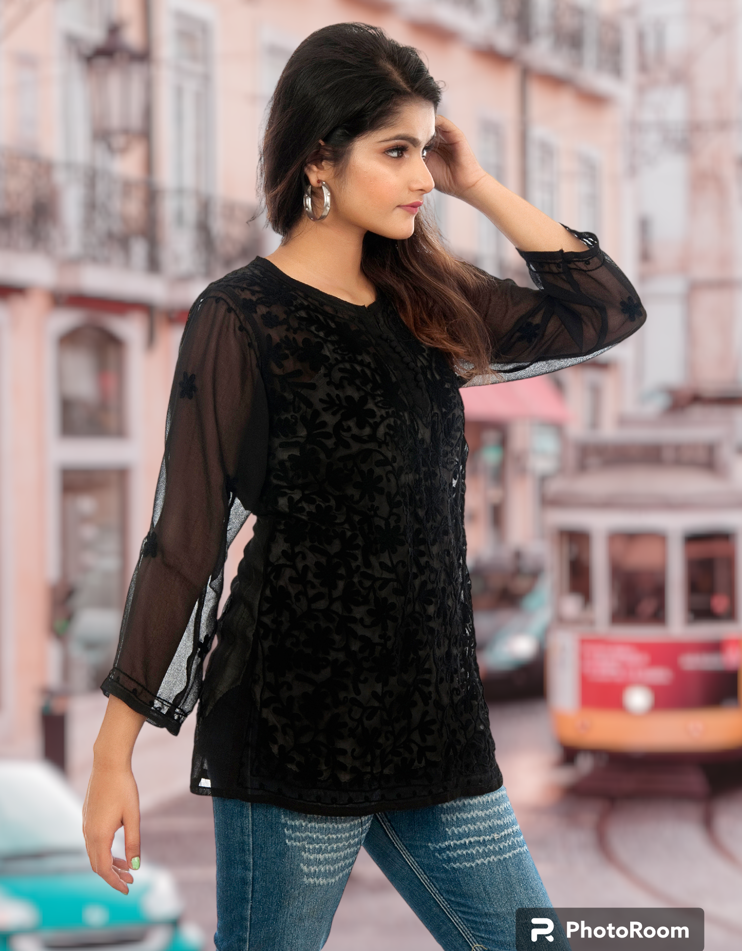 Black Short Kurti From Style With Fold Up Sleeves at Rs 440.00 in Chennai