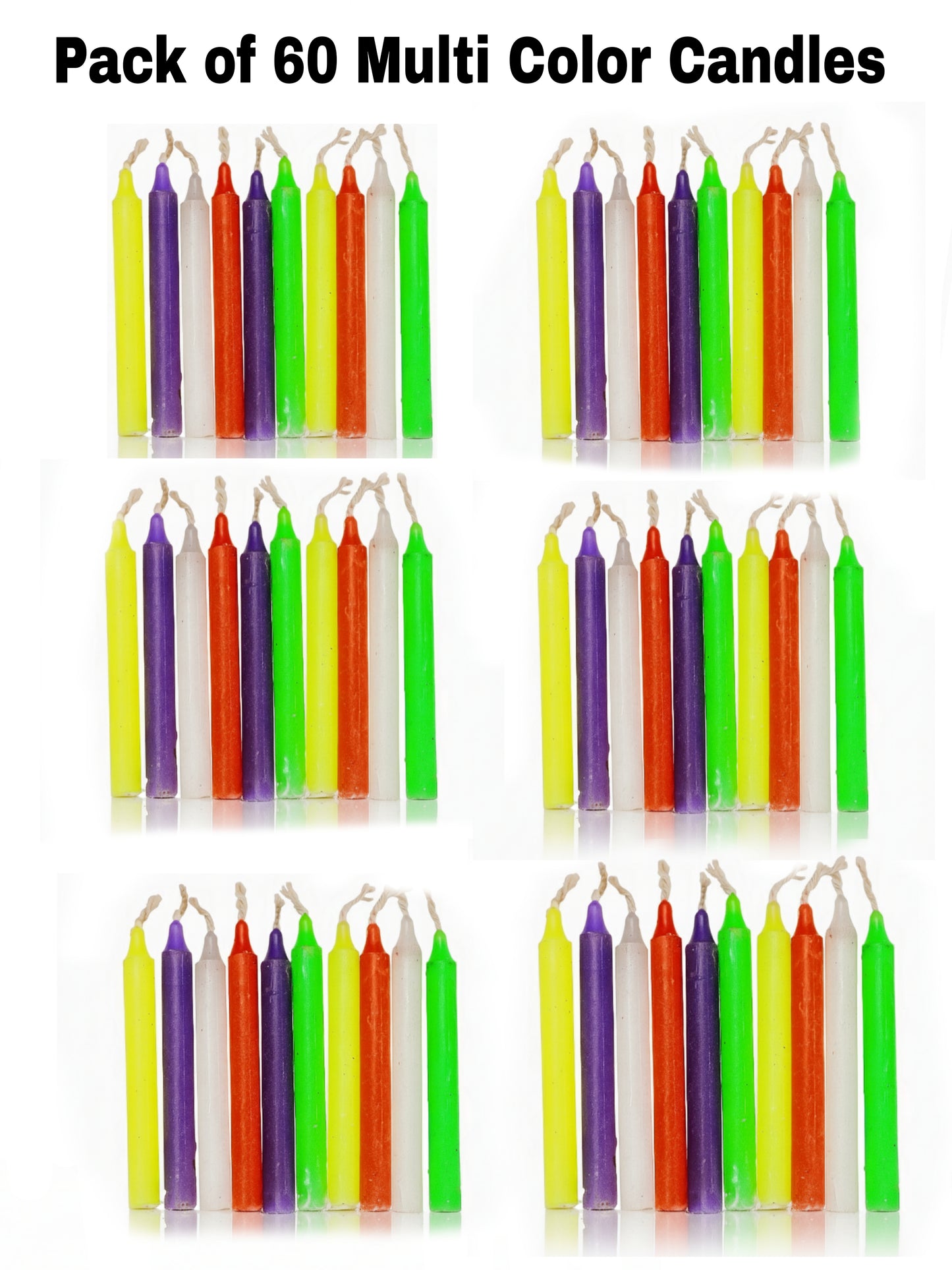 Multi Colors Candles Pack of 60