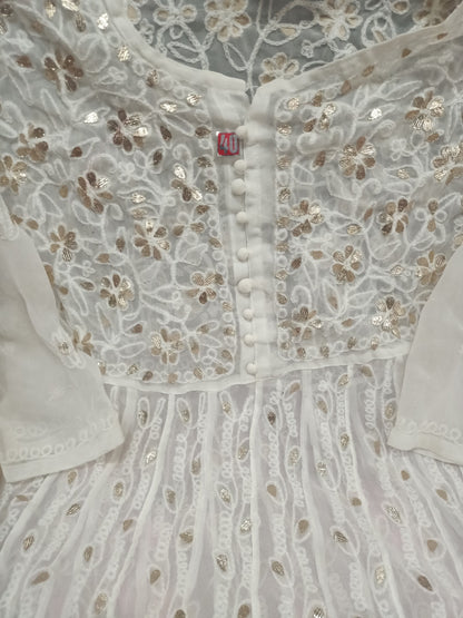 Lucknowi Chikankari Gota Patti Work Anarkali Gown For Women & Girls Only Kurti With Inner.