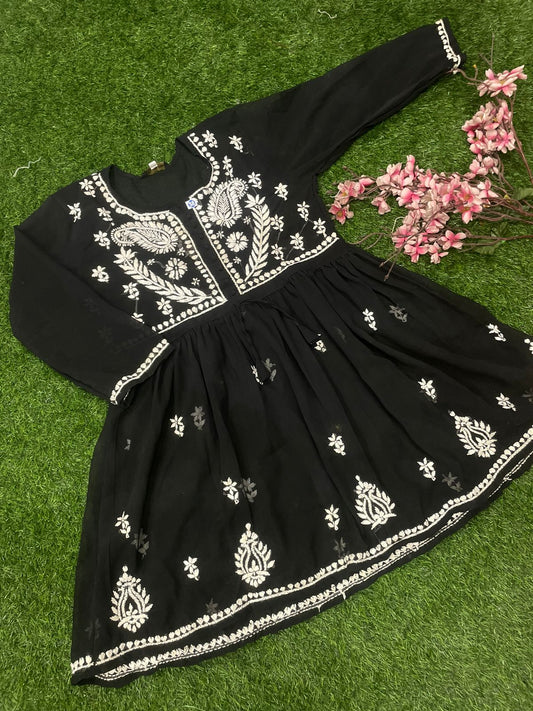 LUCKNOWI CHIKANKARI SHORT FROCK