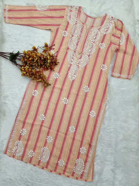 ADR Chikan’s Lucknowi Chikankari Handcrafted Printed Cotton Bollywood-Style Kurti