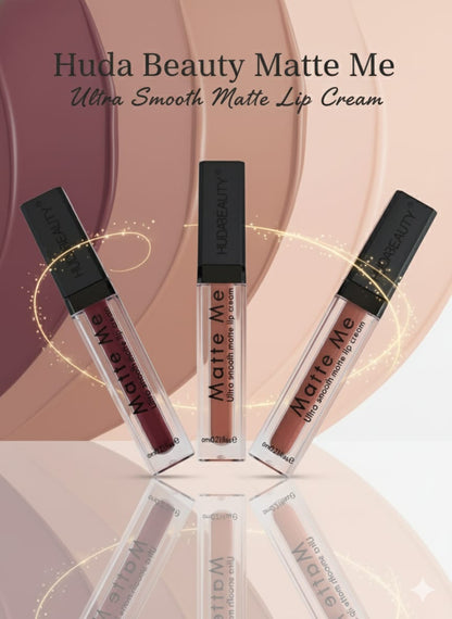 Huda Beauty Matte Me Ultra Smooth Matte Liquid Lipstick - Set of 3
