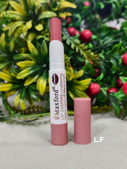 Maxford NUDE Shade Crayon Matte Lipstick - Non-Transfer, Waterproof & Long-Lasting
