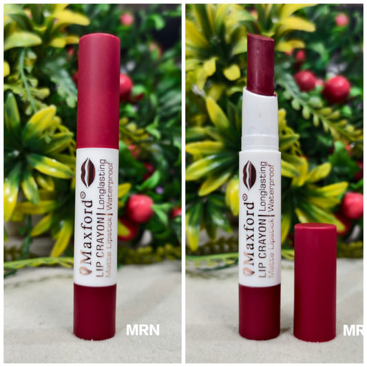 Maxford Dark Shade Crayon Matte Lipstick - Non-Transfer, Waterproof & Long-Lasting