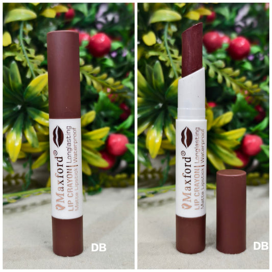 Maxford Dark Shade Crayon Matte Lipstick - Non-Transfer, Waterproof & Long-Lasting