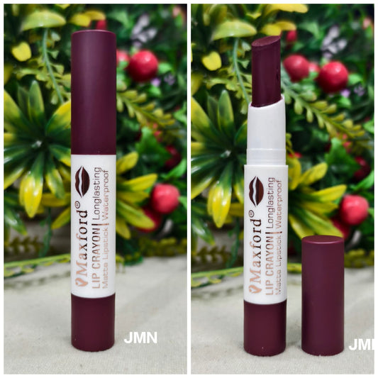 Maxford Dark Shade Crayon Matte Lipstick - Non-Transfer, Waterproof & Long-Lasting