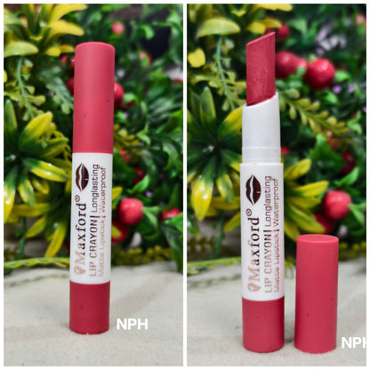 Maxford Dark Shade Crayon Matte Lipstick - Non-Transfer, Waterproof & Long-Lasting