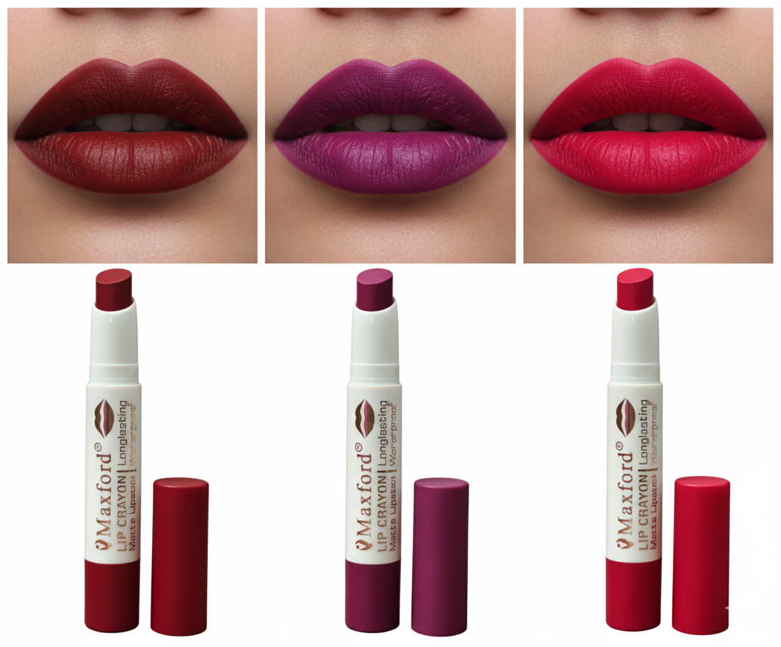 Maxford Crayon Matte Lipstick pack of 3